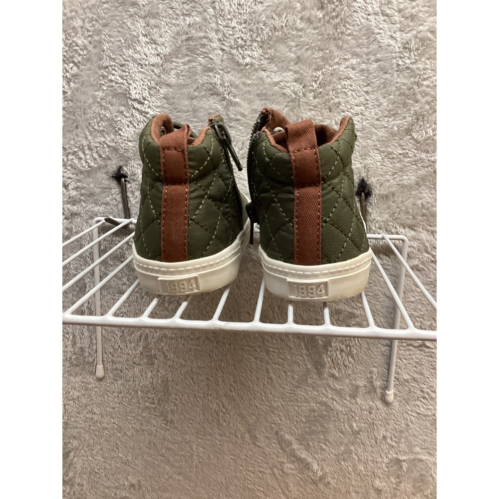 Old Navy Kids Green Canvas High Top Sneakers Side Zip‎ Lace Up Size Toddler 7 - Picture 3 of 7